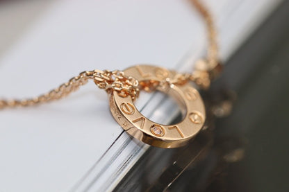 [Renovia Jewelry]LOVE NECKLACE ADJUSTABLE ROSE GOLD 2 DIAMOND