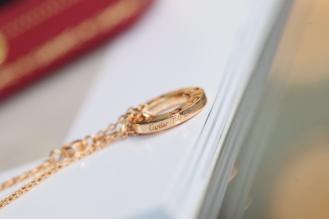 [Renovia Jewelry]LOVE NECKLACE ADJUSTABLE ROSE GOLD 2 DIAMOND