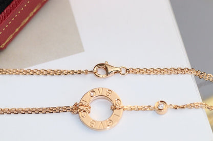 [Renovia Jewelry]LOVE NECKLACE ADJUSTABLE ROSE GOLD 2 DIAMOND