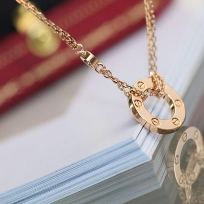 [Renovia Jewelry]LOVE NECKLACE ADJUSTABLE ROSE GOLD 2 DIAMOND