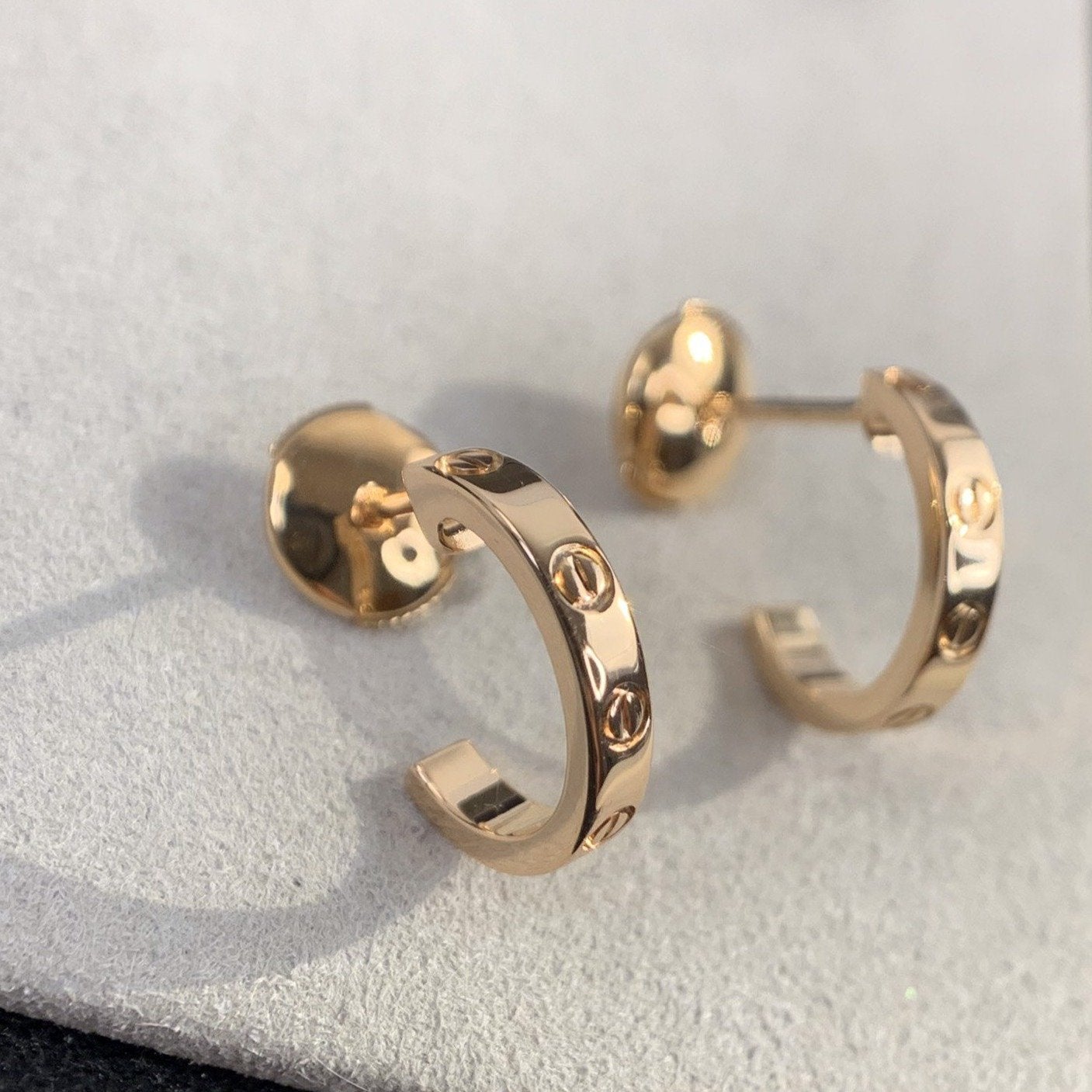[Renovia Jewelry]LOVE EARRINGS 2.65MM PINK GOLD