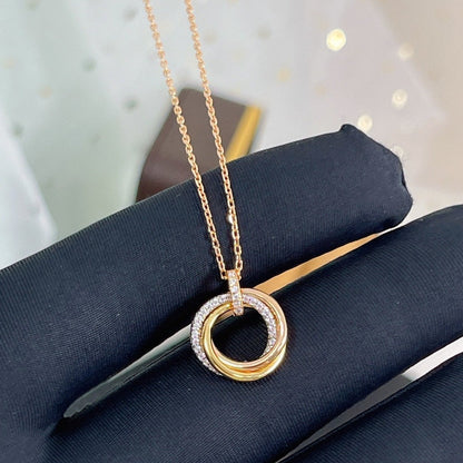 [Renovia Jewelry]TRINITY NECKLACE SILVER GOLD PINK GOLD DIAMONDS