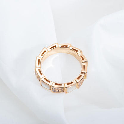 [Renovia Jewelry]SERPENTI RING PINK GOLD MOP DIAMOND PAVED 4MM
