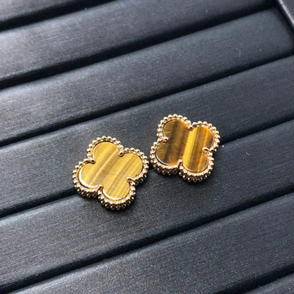 [Renovia Jewelry]CLOVER MEDIUM 1 MOTIFS TIGER EYE EARRINGS