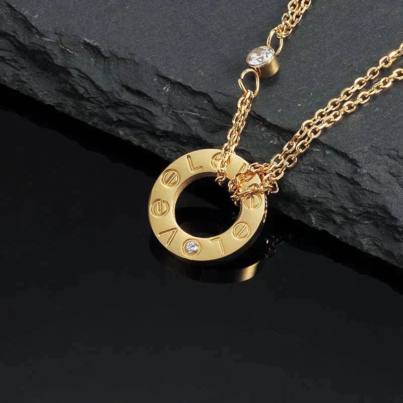 [Renovia Jewelry]LOVE NECKLACE 16MM 2 DIAMONDS