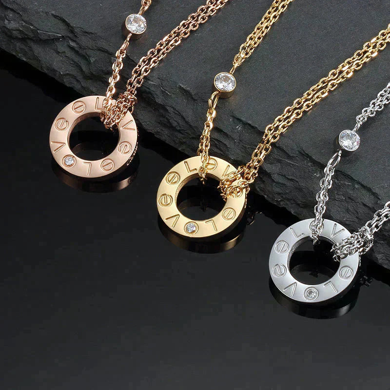 [Renovia Jewelry]LOVE NECKLACE 16MM 2 DIAMONDS