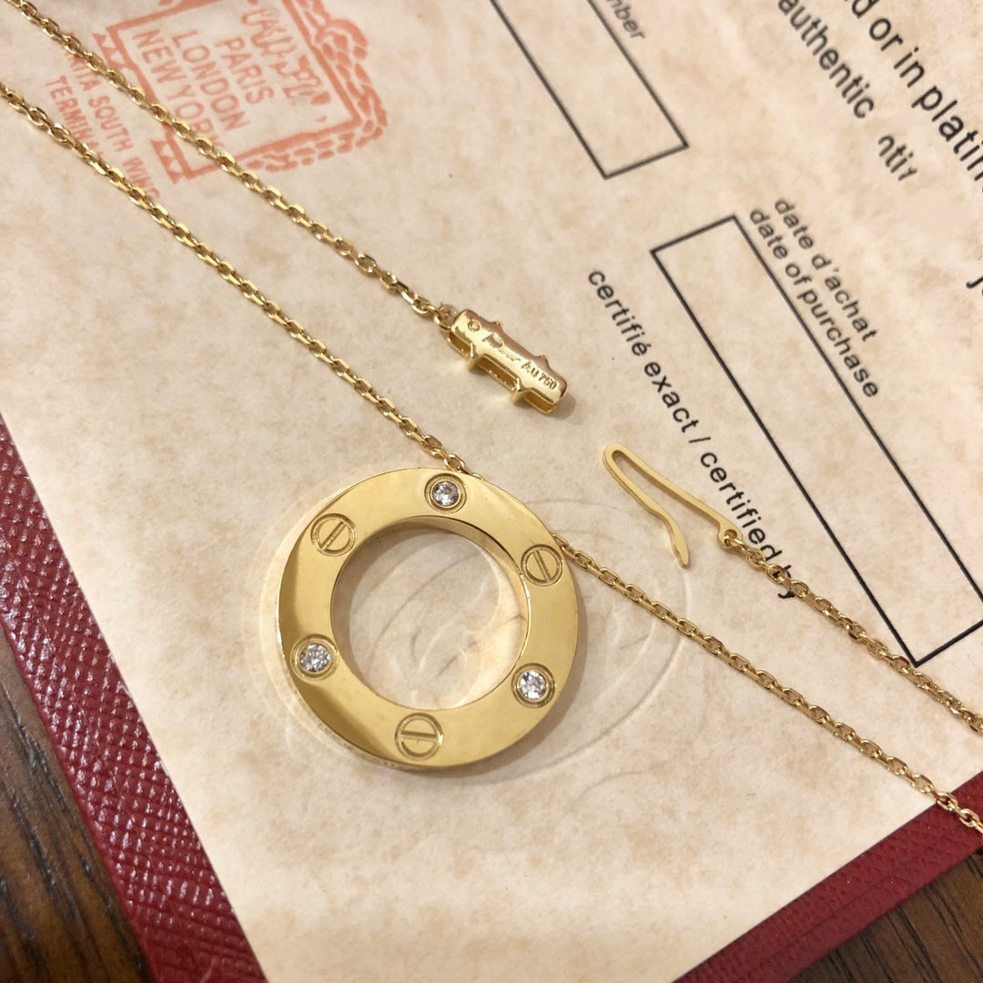 [Renovia Jewelry]LOVE NECKLACE 16MM 3 DIAMONDS