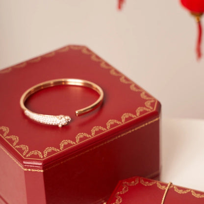 [Renovia Jewelry]PANTHERE ROSE GOLD DIAMOND OPEN BRACELET