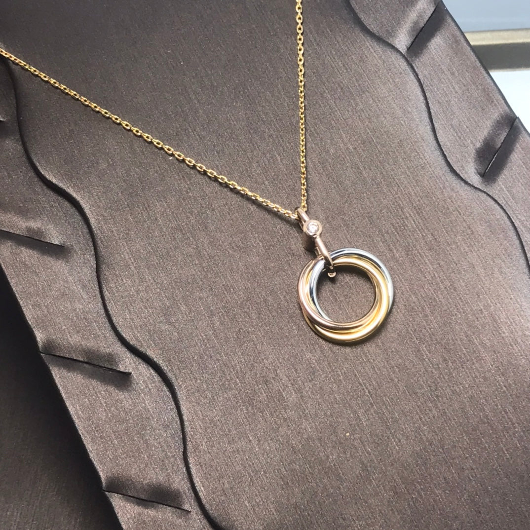 [Renovia Jewelry]TRINITY SILVER GOLD PINK GOLD NECKLACE
