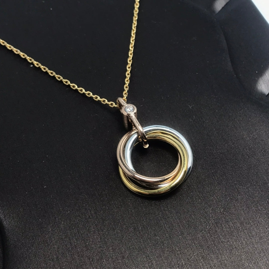 [Renovia Jewelry]TRINITY SILVER GOLD PINK GOLD NECKLACE