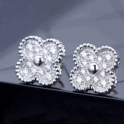 [Renovia Jewelry]CLOVER 1 MOTIFS DIAMOND STUD EARRINGS SILVER