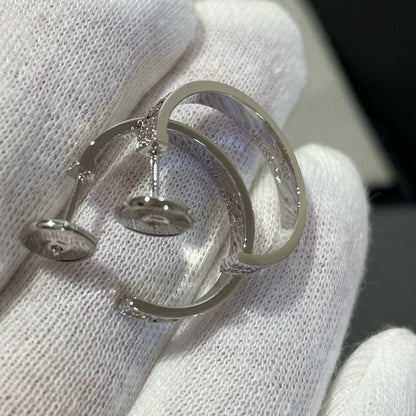 [Renovia Jewelry]LOVE DIAMOND SILVER HOOP EARRINGS