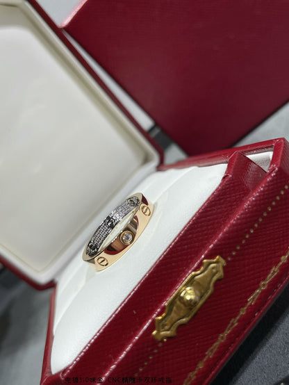 [Renovia Jewelry]LOVE PINK GOLD SILVER DIAMOND DOUBLE RING