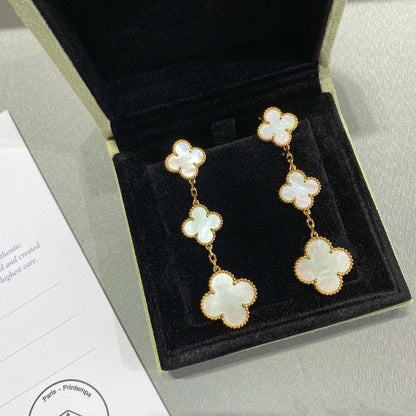 [Renovia Jewelry]CLOVER MOP 3 MOTIFS GOLD EARRINGS