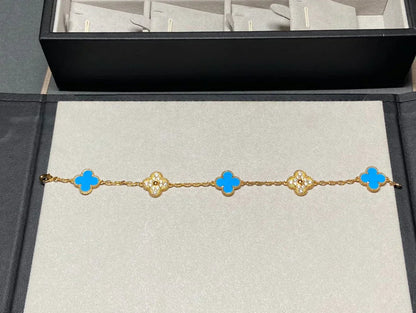 [Renovia Jewelry] CLOVER 5 MOTIF BLUE AGATE BRACELET COLLECTION