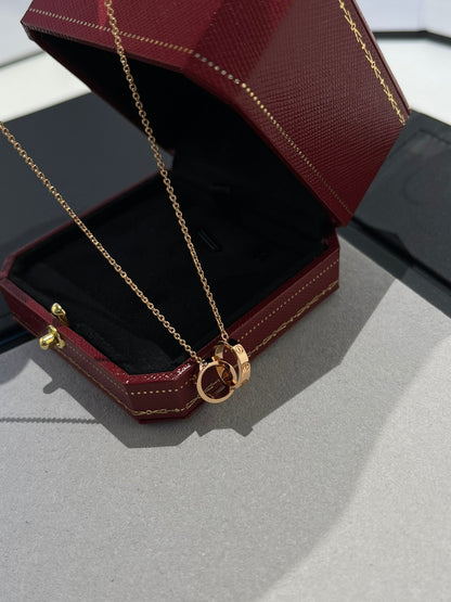 [Renovia Jewelry]LOVE NECKLACE DOUBLE RING PINK GOLD