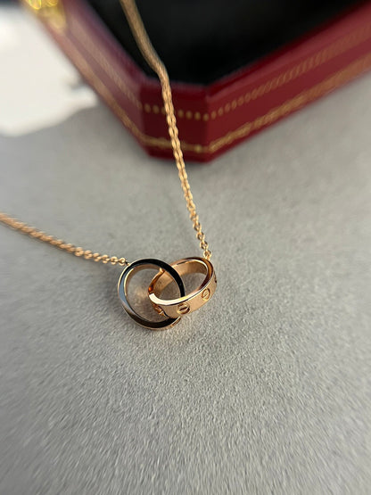 [Renovia Jewelry]LOVE NECKLACE DOUBLE RING PINK GOLD