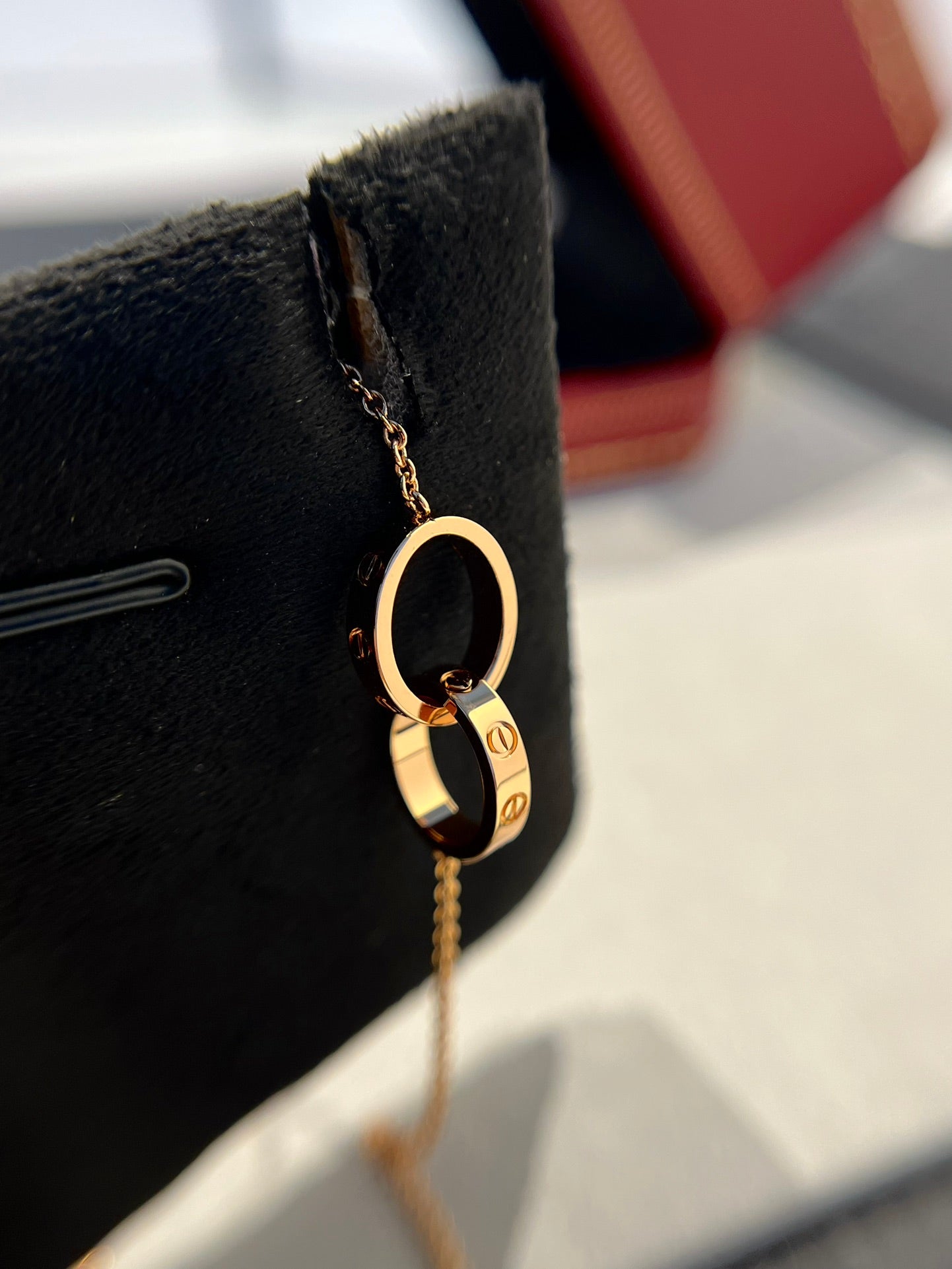 [Renovia Jewelry]LOVE NECKLACE DOUBLE RING PINK GOLD