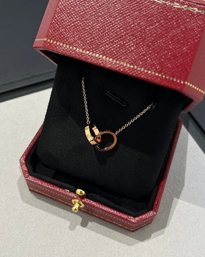 [Renovia Jewelry]LOVE NECKLACE DOUBLE RING PINK GOLD