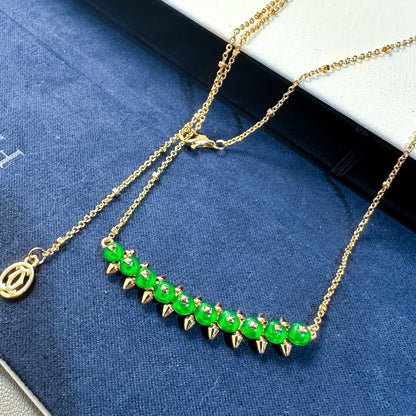 [Renovia Jewelry]New Arrival: Green Bead Rivet Necklace