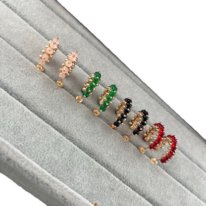 [Renovia Jewelry]NEW COLORED GEMSTONE COLLECTION SMALL HOOP EARRINGS