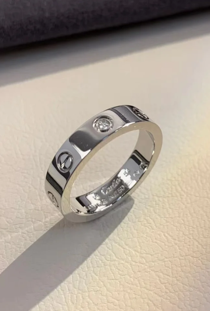 [Renovia Jewelry]LOVE RING 4MM 1 DIAMOND SILVER