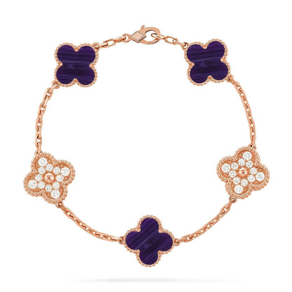 [Renovia Jewelry]CLOVER 5 MOTIF PURPLE STRIPES BRACELET COLLECTION