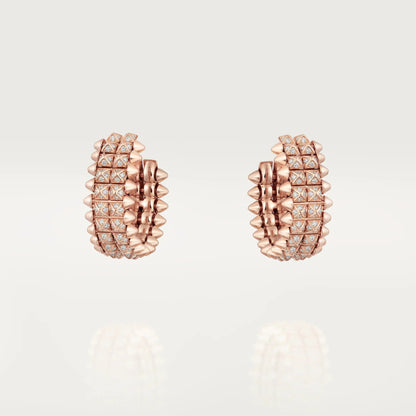 [Renovia Jewelry]CLASH 9.2MM FULL DIAMOND DOUBLE ROW EARRINGS