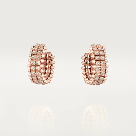 [Renovia Jewelry]CLASH 9.2MM FULL DIAMOND DOUBLE ROW EARRINGS