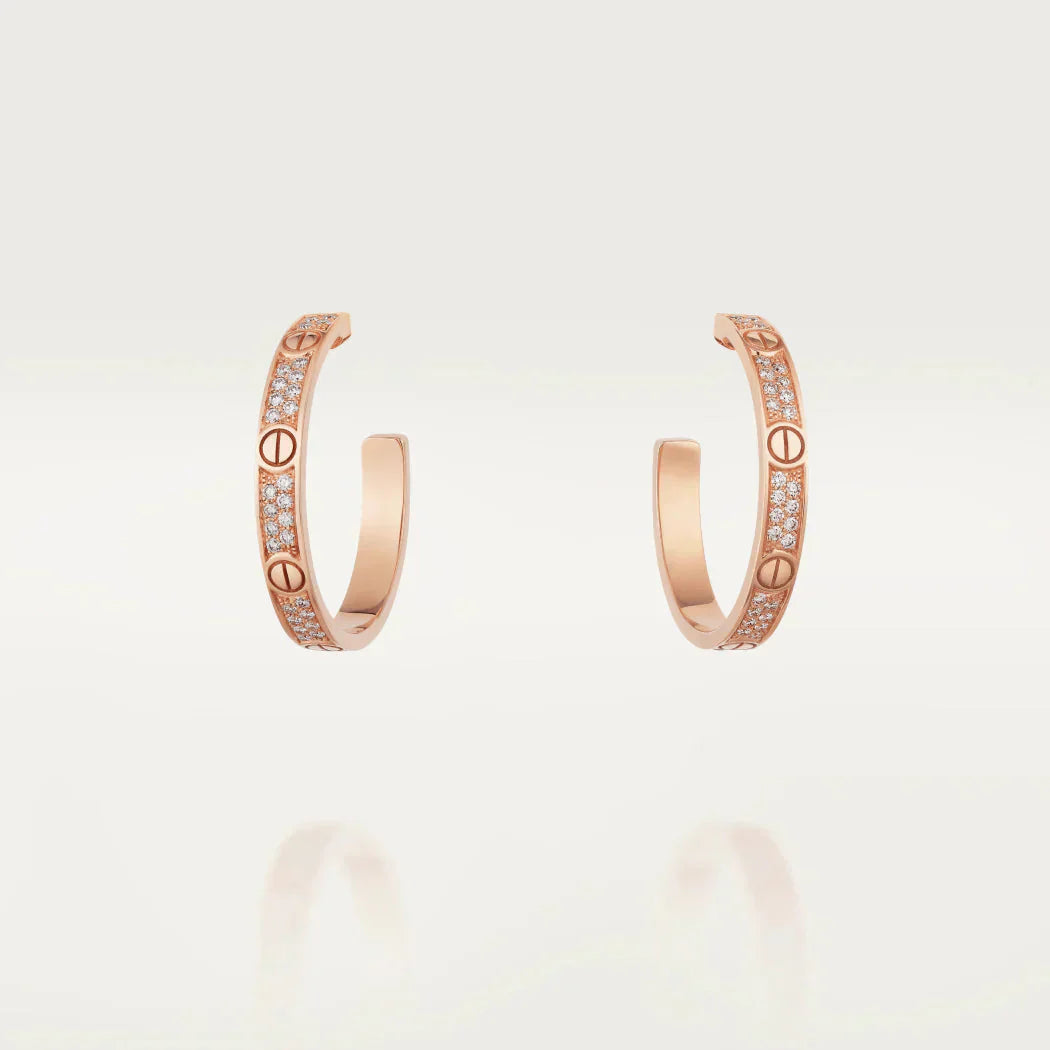 [Renovia Jewelry]LOVE DIAMOND PINK GOLD HOOP EARRINGS