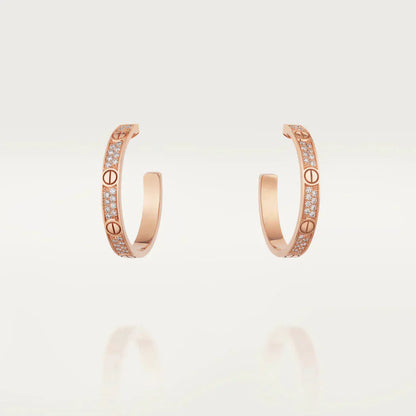 [Renovia Jewelry]LOVE DIAMOND PINK GOLD HOOP EARRINGS