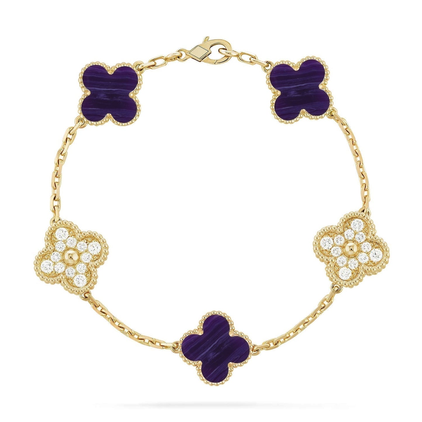 [Renovia Jewelry]CLOVER 5 MOTIF PURPLE STRIPES BRACELET COLLECTION