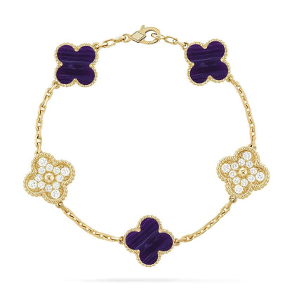 [Renovia Jewelry]CLOVER 5 MOTIF PURPLE STRIPES BRACELET COLLECTION