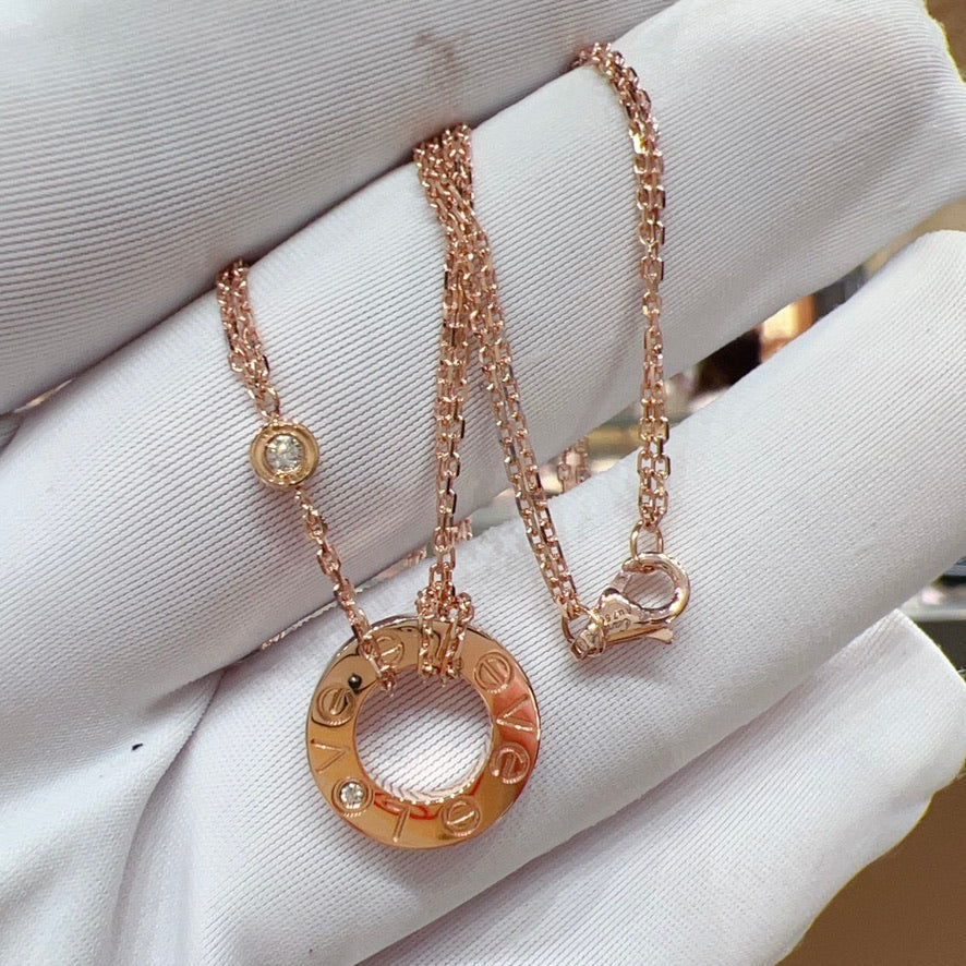 [Renovia Jewelry]LOVE NECKLACE 16MM 2 DIAMONDS