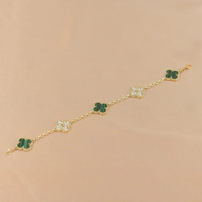 [Renovia Jewelry] CLOVER 5 MOTIF MALACHITE BRACELET COLLECTION