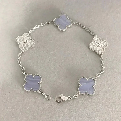 [Renovia Jewelry] CLOVER 5 MOTIF PURPLE CHALCEDONY BRACELET COLLECTION