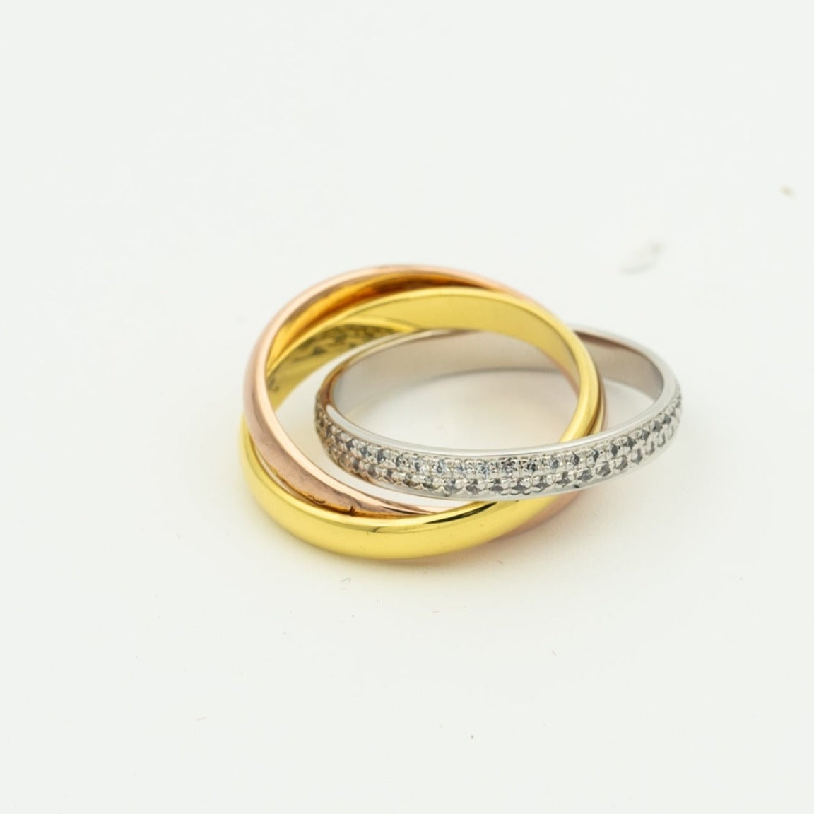 [Renovia Jewelry Jewelry]TRINITY RING GOLD PINK GOLD SILVER DIAMONDS