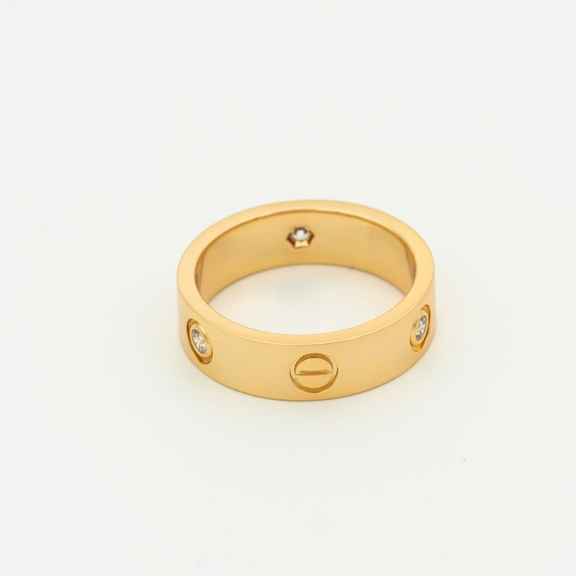 [Renovia Jewelry]LOVE RING 5.5MM 3 DIAMONDS PINK GOLD