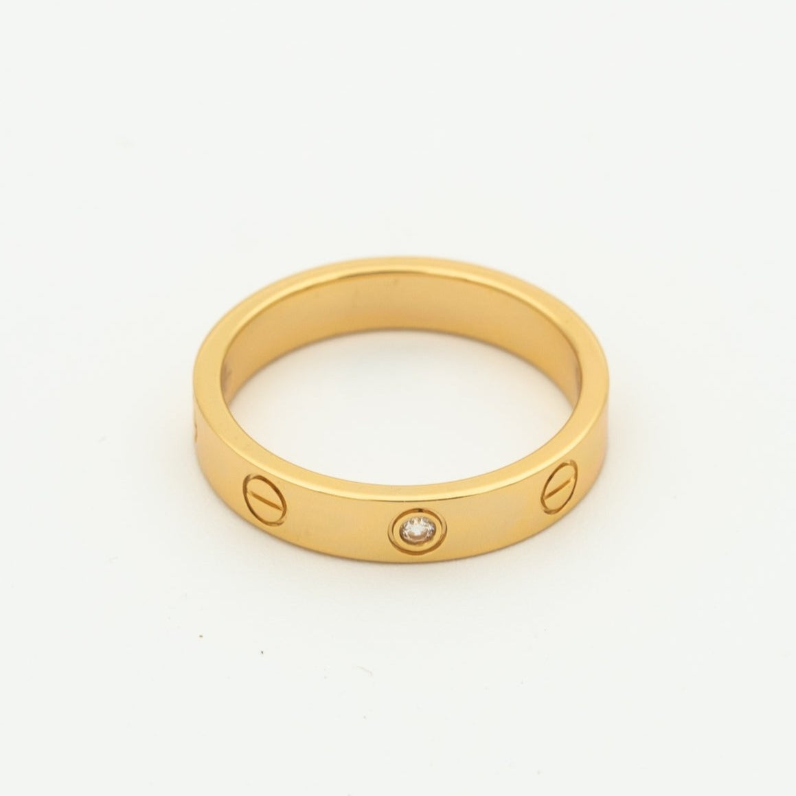 [Renovia Jewelry]LOVE RING 4MM 1 DIAMOND PINK GOLD