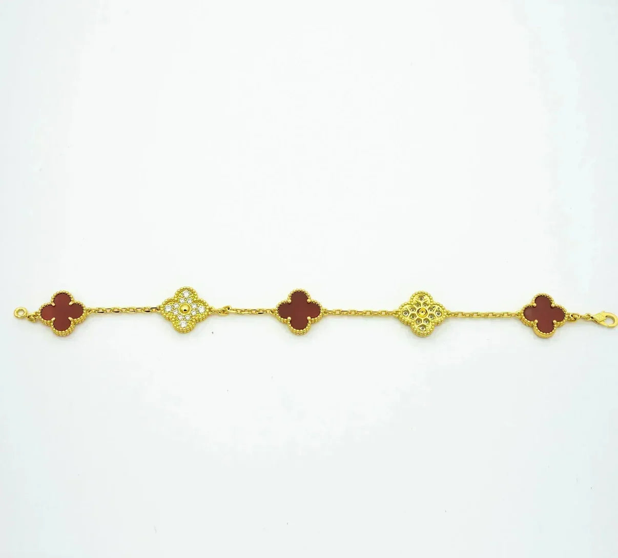 [Renovia Jewelry] CLOVER 5 MOTIF RED CORNELIAN BRACELET COLLECTION