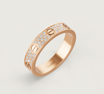[Renovia Jewelry]LOVE RING 4mm-wide full-diamond ring Rose Gold