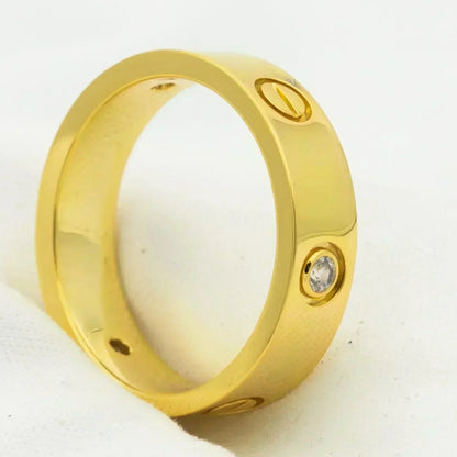 [Renovia Jewelry]LOVE RING 5.5MM 3 DIAMONDS GOLD