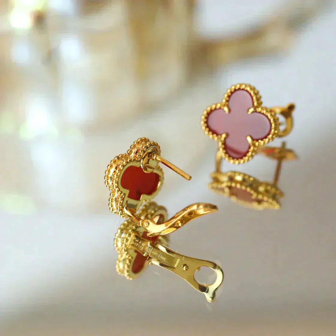 [Renovia Jewelry]CLOVER MEDIUM 1 MOTIFS CARNELIAN  EARRINGS