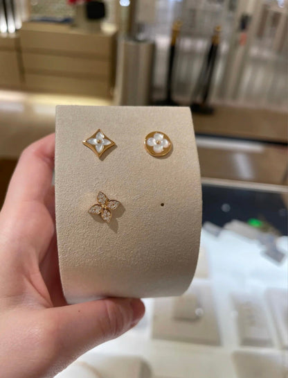 [Renovia Jewelry]STAR BLOSSOM STUD EARRINGS PINK GOLD DIAMONDS