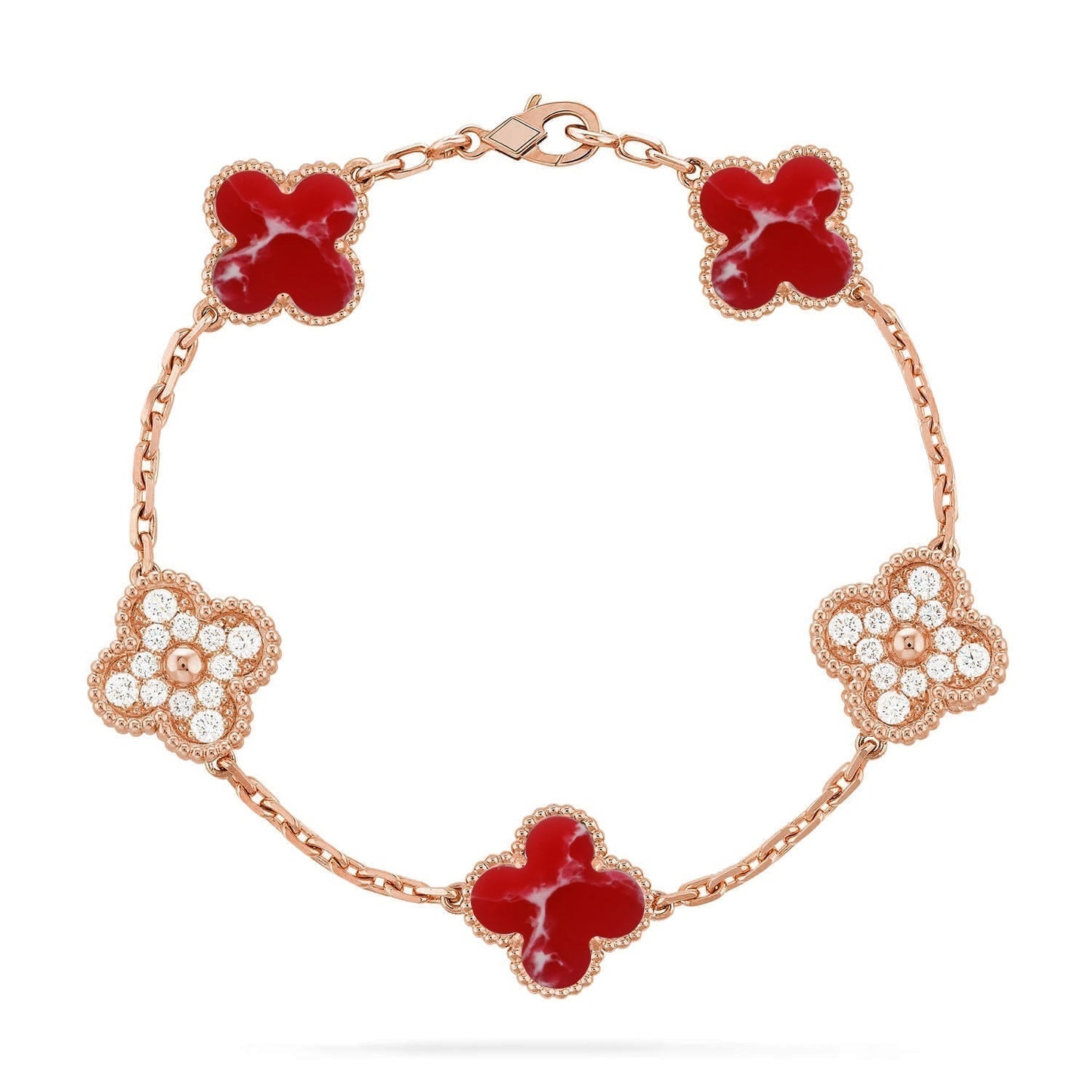 [Renovia Jewelry]CLOVER 5 MOTIF RED PATTERN BRACELET COLLECTION