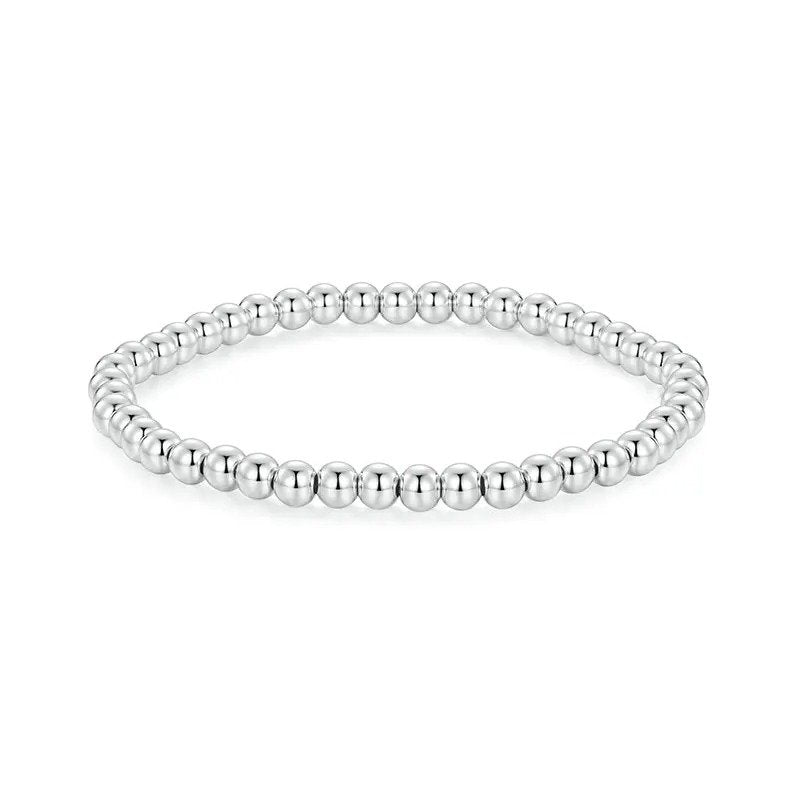 Stretchbares Perlenarmband aus Weißgold