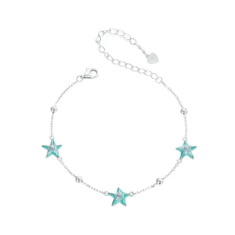Farbverlauf Blaugrüne Seestern Gliederketten-Armbänder