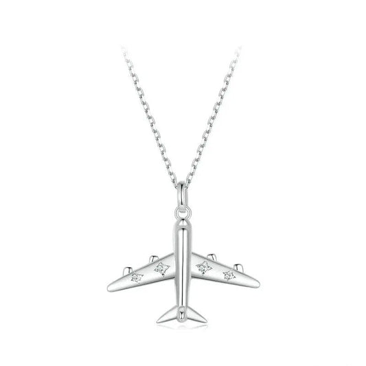 Zarte Flugzeug-Anhänger-Halskette Platinbeschichtete Halskette