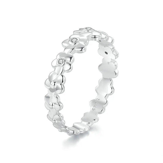 Blumenring mit Zirkonia, Statement-Bandring
