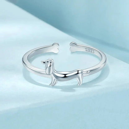 Wunderschöner offener Statement-Ring mit Haustierhund